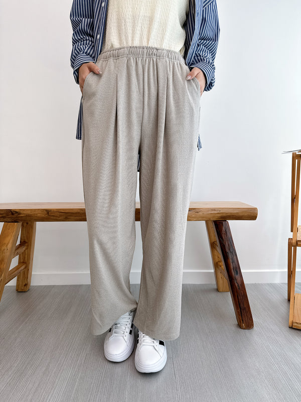 2509092 MMO Brushed Smooth Wide Pants - Greige