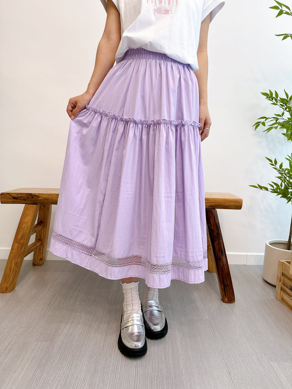 2504046 TU Frill Gathered Tiered Skirt - Purple