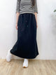 2309045 KR Mixed Fabric Maxi Skirt - BLACK