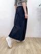 2309045 KR Mixed Fabric Maxi Skirt - BLACK