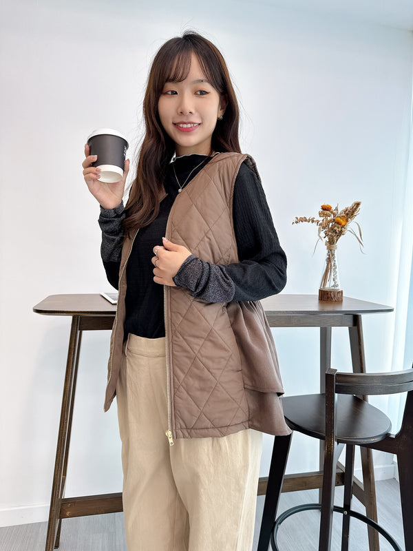 (已滿額，只限已於直播留貨客人下單） 2509058 MMO Mixed Material Bottle Neck Top - Black