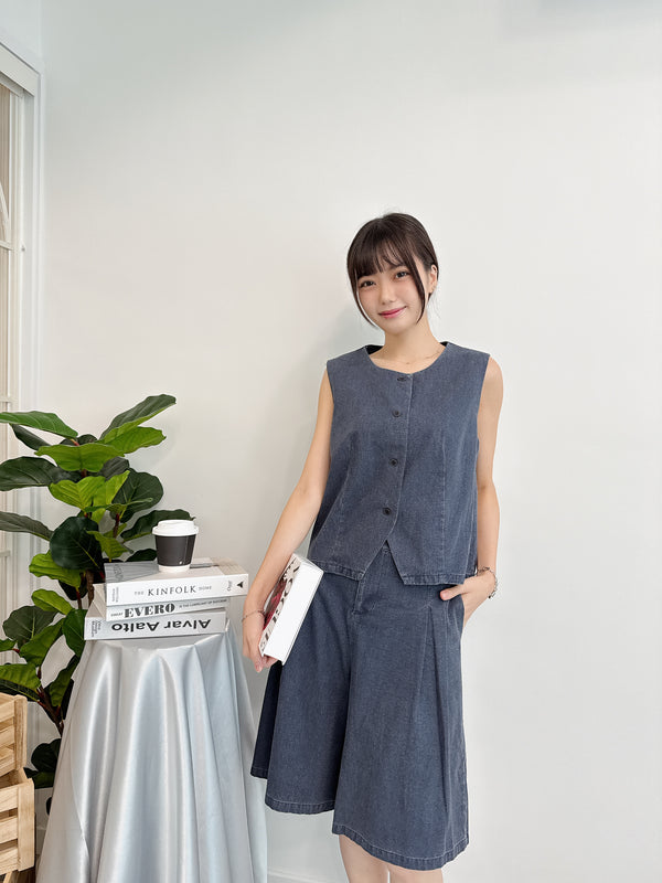 2506046 JF Denim Vest & Shorts Set