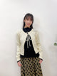 2309064 KR Scallop Collar Heart Cardigan - BEIGE