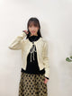 2309064 KR Scallop Collar Heart Cardigan - BEIGE
