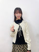 2309064 KR Scallop Collar Heart Cardigan - BEIGE
