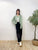 2309064 KR Scallop Collar Heart Cardigan - GREEN