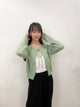 2309064 KR Scallop Collar Heart Cardigan - GREEN