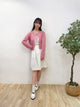 2309064 KR Scallop Collar Heart Cardigan - PINK