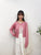 2309064 KR Scallop Collar Heart Cardigan - PINK