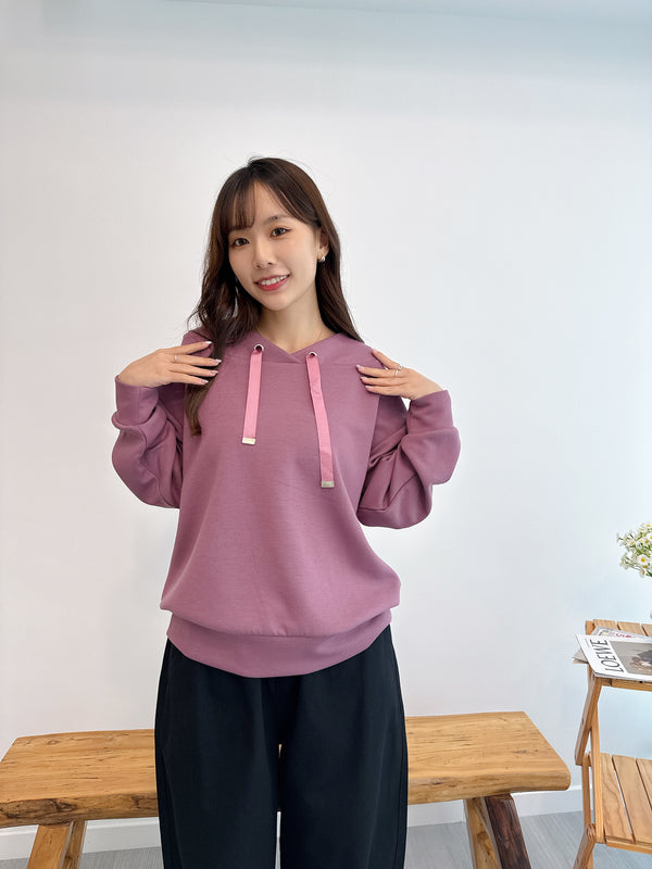 2509149 OU Strap Plain Hoodies - Purple