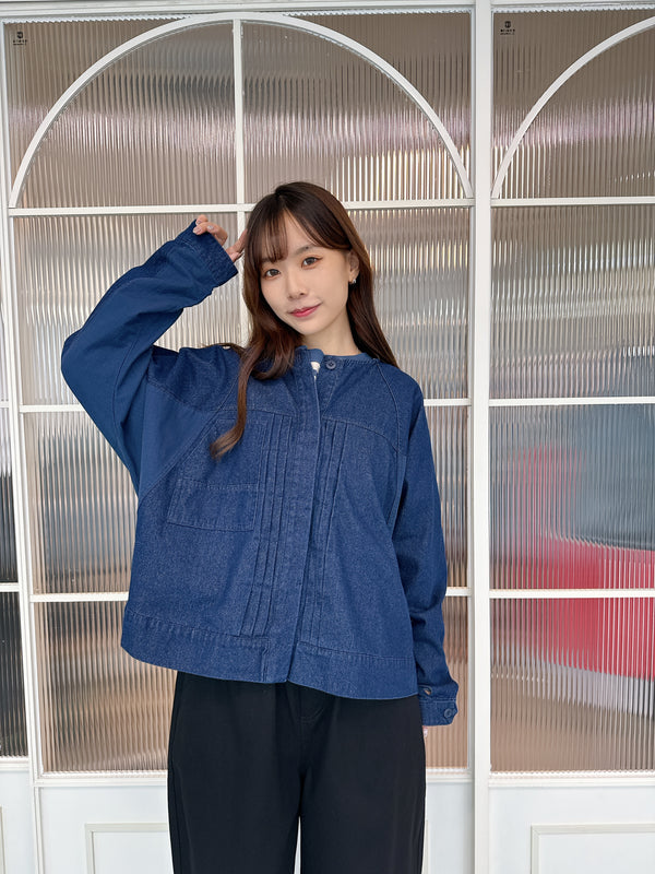 2510008 LUP Twill & Denim Dolman Jacket - Navy