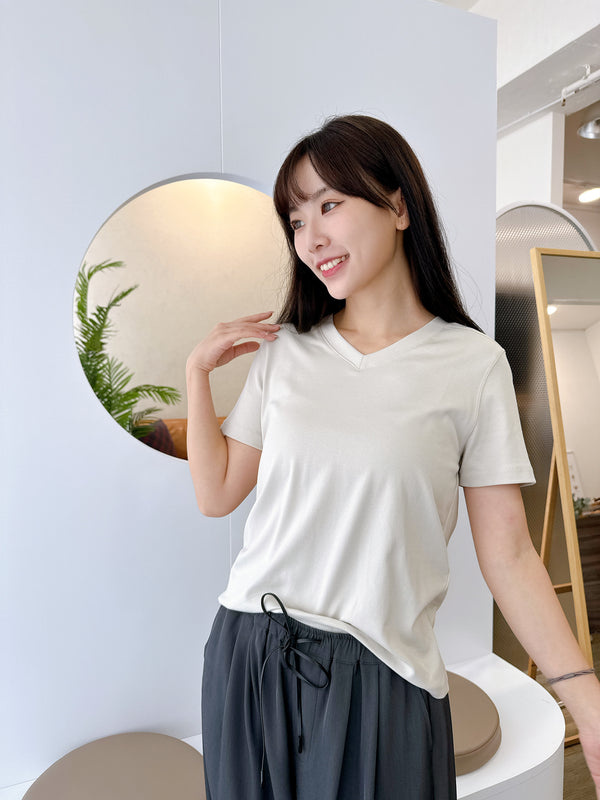 2505002 JF V Neck Basic Tee - Beige