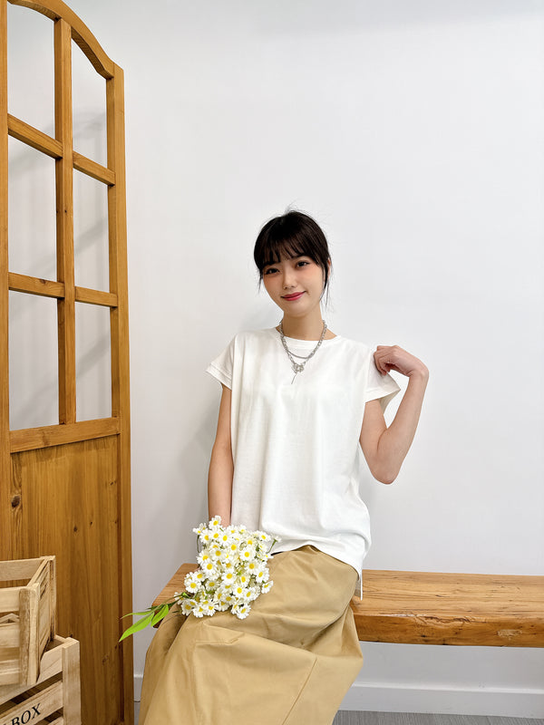 2504010 EM French Sleeve Tee - White