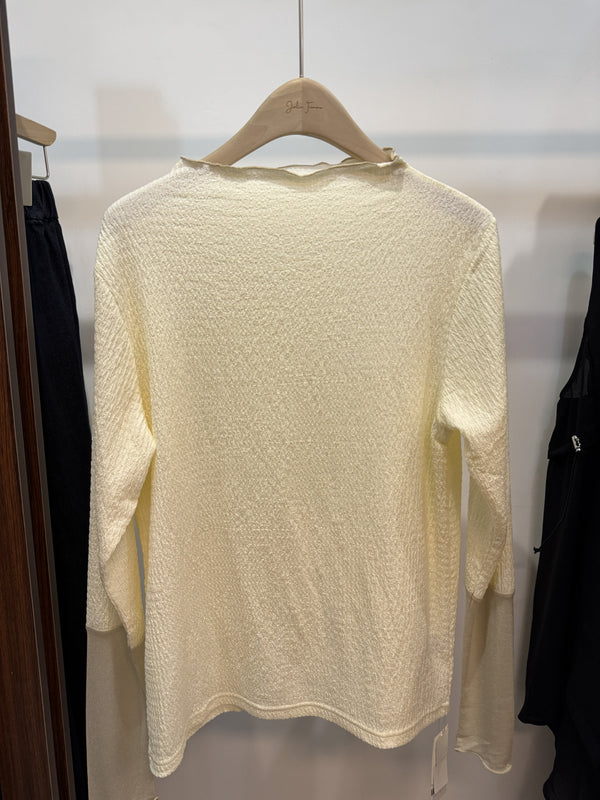 2509058 MMO Mixed Material Bottle Neck Top - Ivory