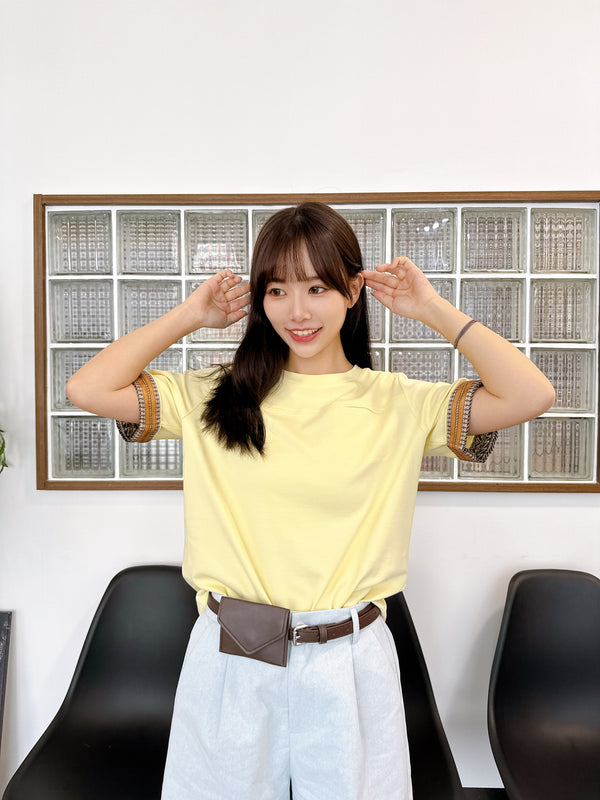 2505005 JF Printed Sleeves Tee - Yellow