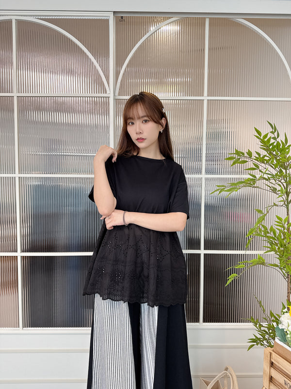 2504023 MY Cool Touch Striped Top - Black