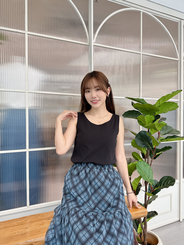 2504006 BOU Milled Back Lace Tank - Black