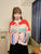 2311112 FO Multi-colour Border Cardigan - RED