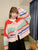 2311112 FO Multi-colour Border Cardigan - RED