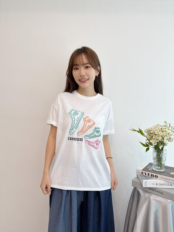 2504035 CONS Logo Shoes Print Tee - White