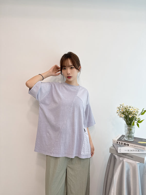 2504022 MY Pigment Back Button Top - Purple