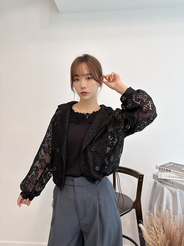 2504003 BE Lace Collar Jacket - Black