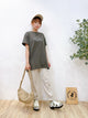 2306038 EA Embroidery Words Print Tee - CHARCOAL