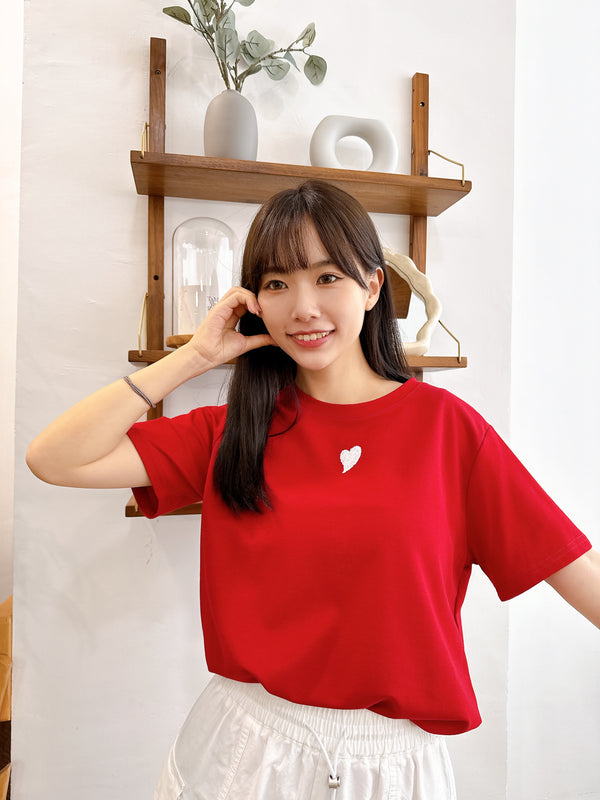 2505004 JF Heart EMB Tee - Red