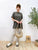 2306038 EA Embroidery Words Print Tee - CHARCOAL