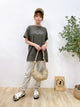 2306038 EA Embroidery Words Print Tee - CHARCOAL
