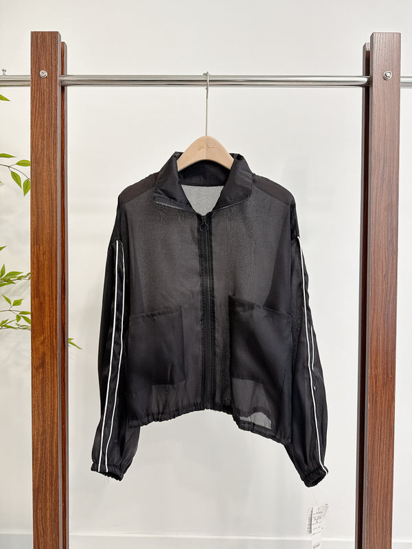 2510025 CR Sheer Light Zip Blouson - Black