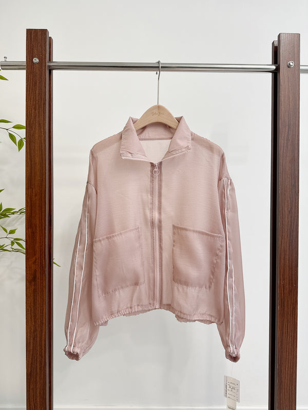2510025 CR Sheer Light Zip Blouson - Pink