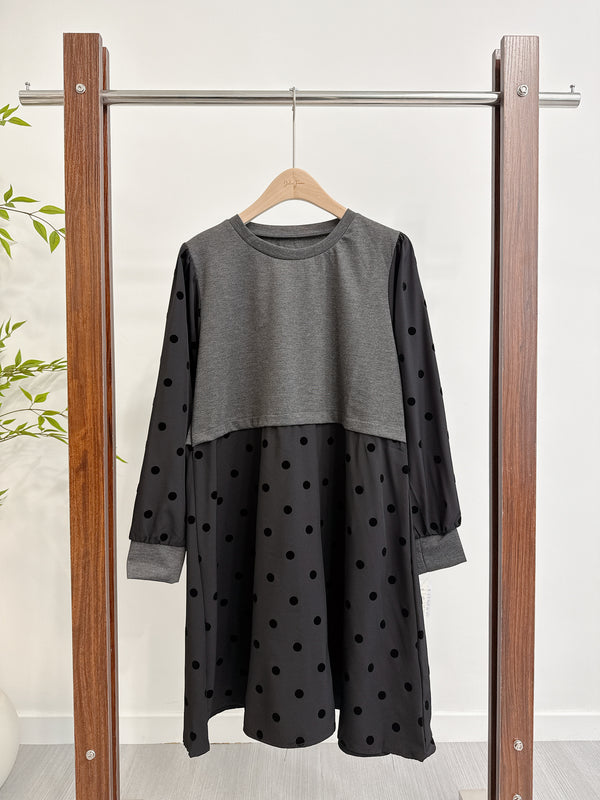 2510024 CR Dot Tunic Dress - Grey