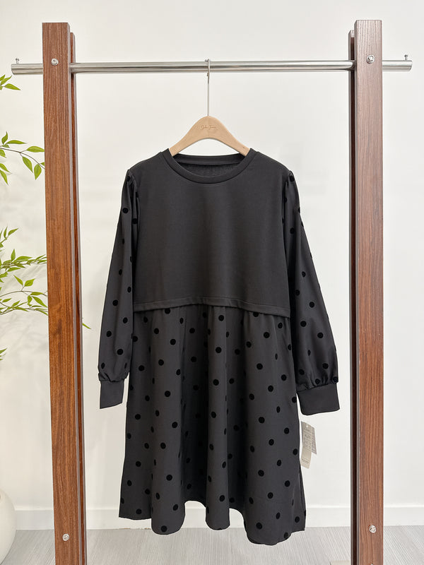 2510024 CR Dot Tunic Dress - Black