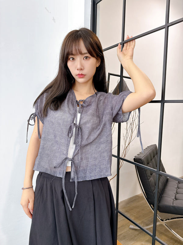 2505038 JF Ribbons Top - Charcoal