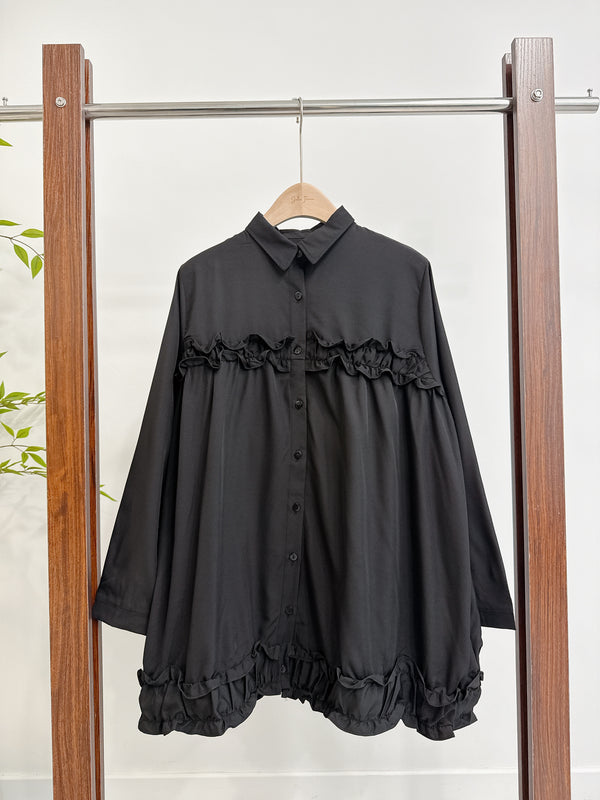 2510022 CR Ruffle Blouse - Black
