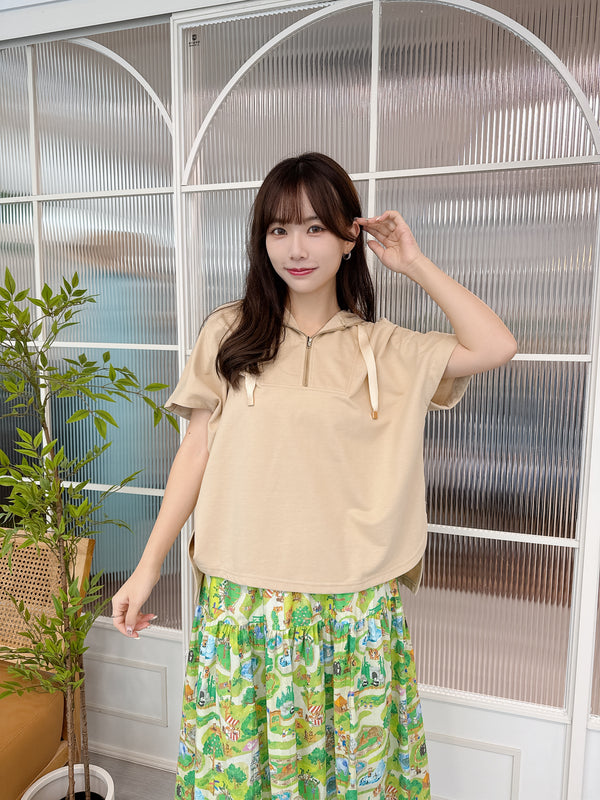 2507012 LE Sweatshirt Half Zip Hoodies - Beige