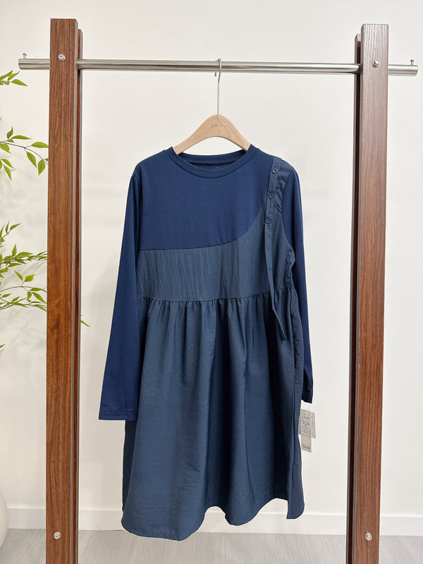 2510028 CR Switch Design Tunic Dress - Blue