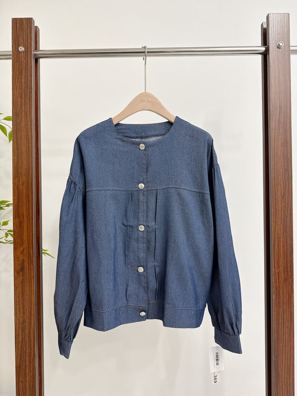 2510026 CR Volume Sleeves Denim Jacket - Navy