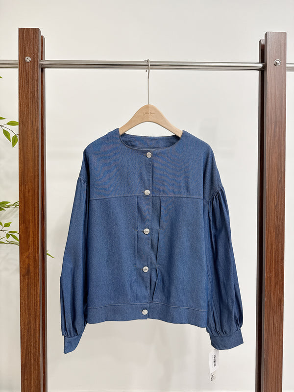 2510026 CR Volume Sleeves Denim Jacket - Blue