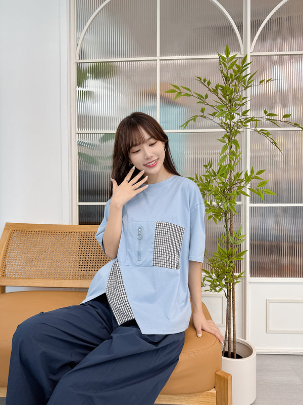 2507008 HA Check & Zipper Top - Blue
