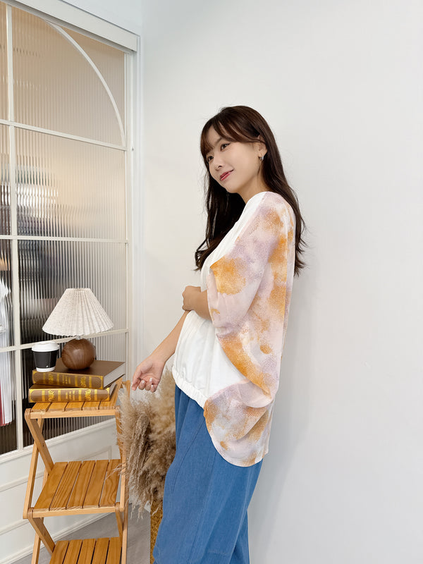 2507013 LE Nuanced Pattern Chiffon Pullover - White