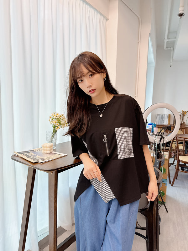 2507008 HA Check & Zipper Top - Black