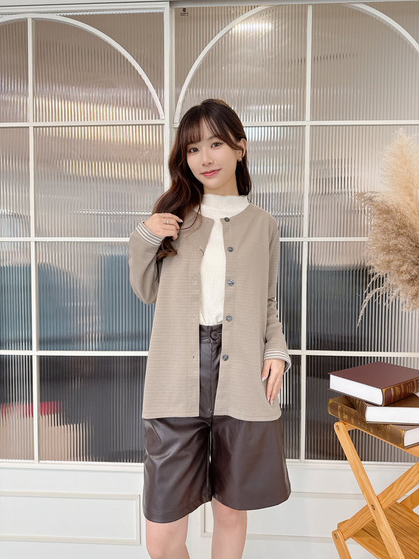 2509107 PR Border Sleeves Cardigan - Beige