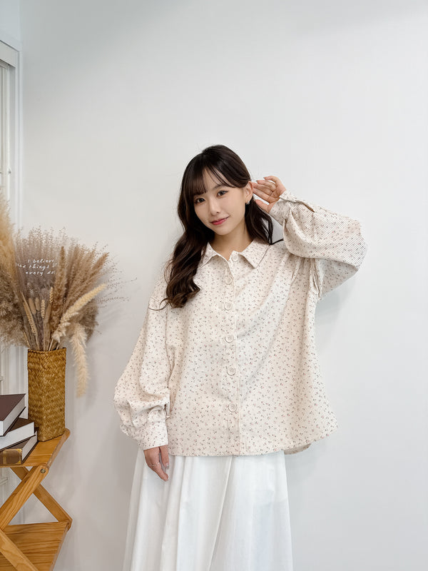 2509199 SOL Floral Collar Shirt - White