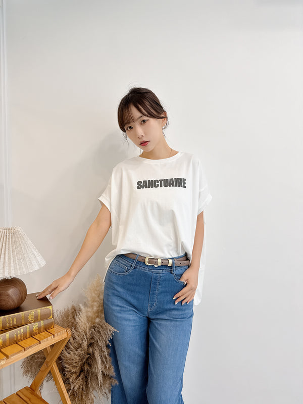 2507010 LE Logo Print Dolman Tee - White