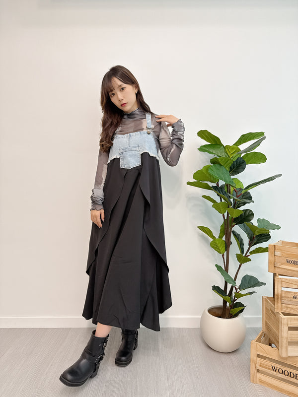 2510045 CH Denim Chiffon Jumper Skirt