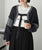2312005 FO Cable Patchwork Knit Cardigan - CHARCOAL