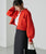 2312011 FO Volume Sleeve Short Knit Blouse - RED