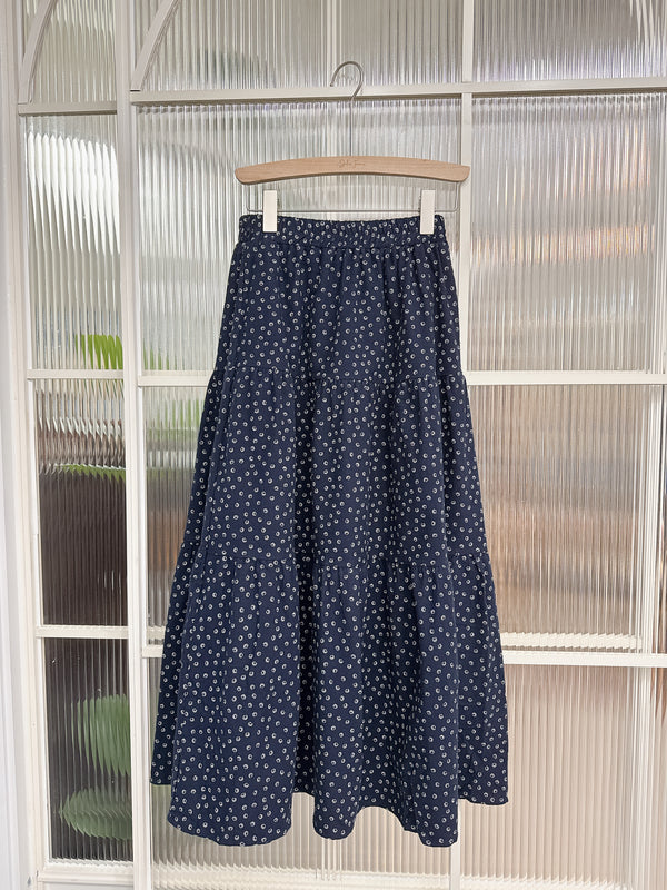 2510031 TU Floral Pattern Maxi Skirt - Navy